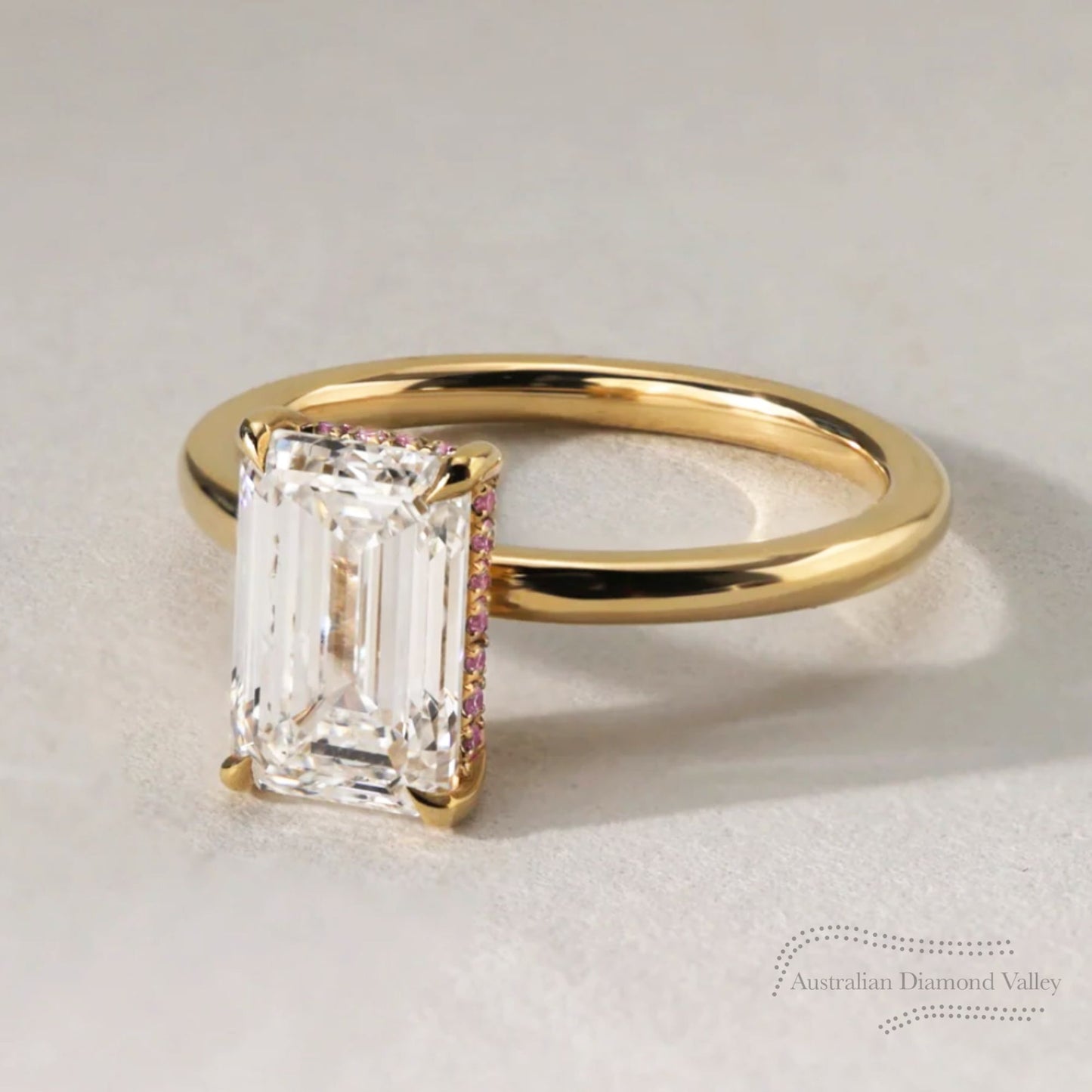 Avalon Pink Argyle Hidden Halo Ring