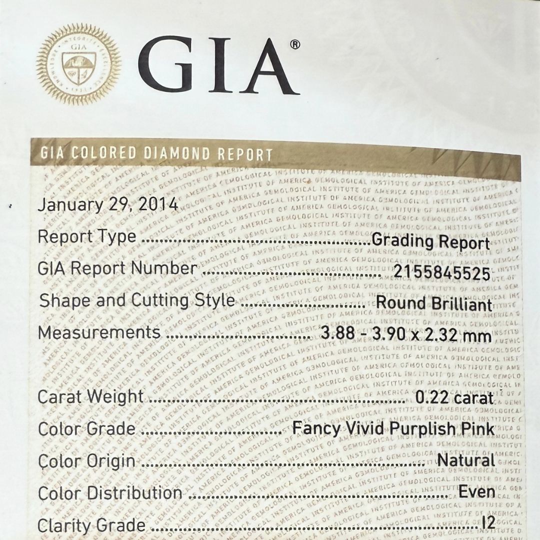 0.22ct Authentic Australian Pink Diamond of Argyle Origin - 1PP