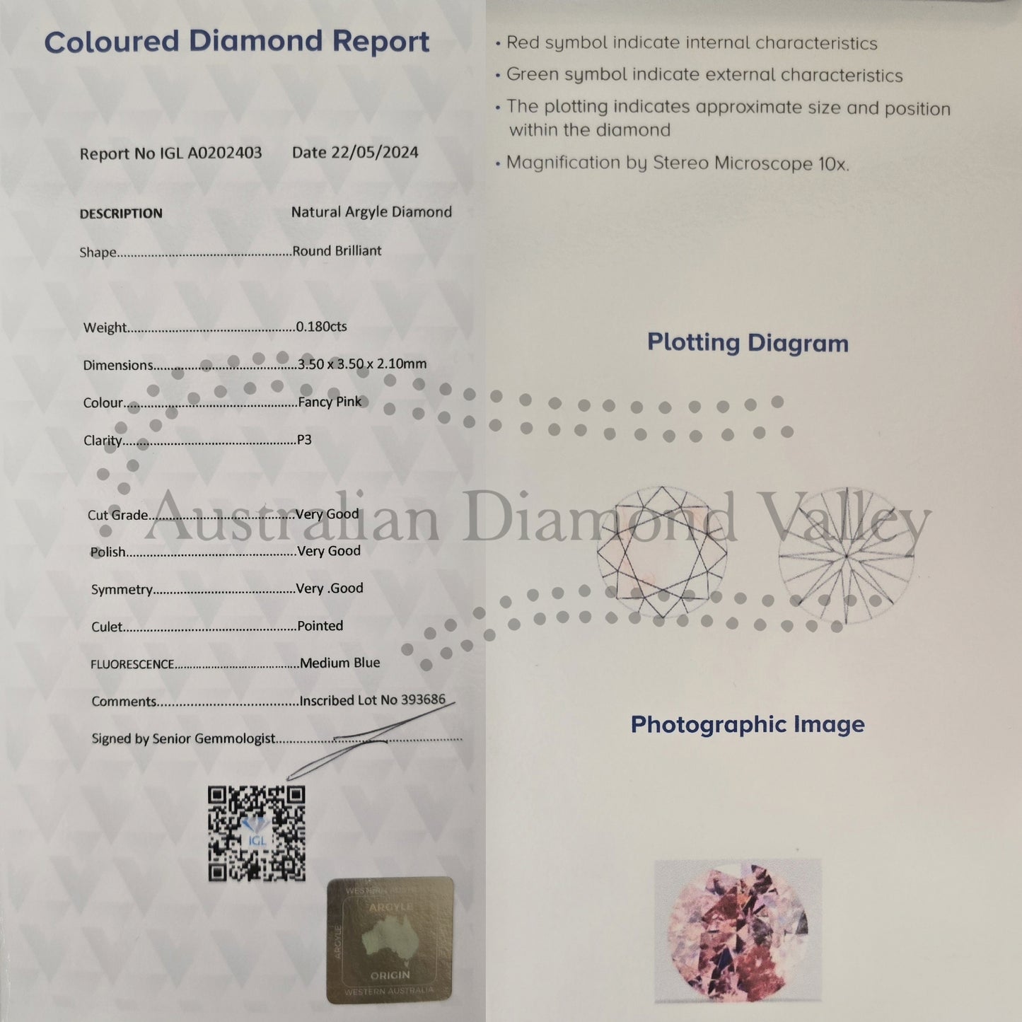 0.18ct Authentic Australian Pink of Argyle Origin Diamond - 6P