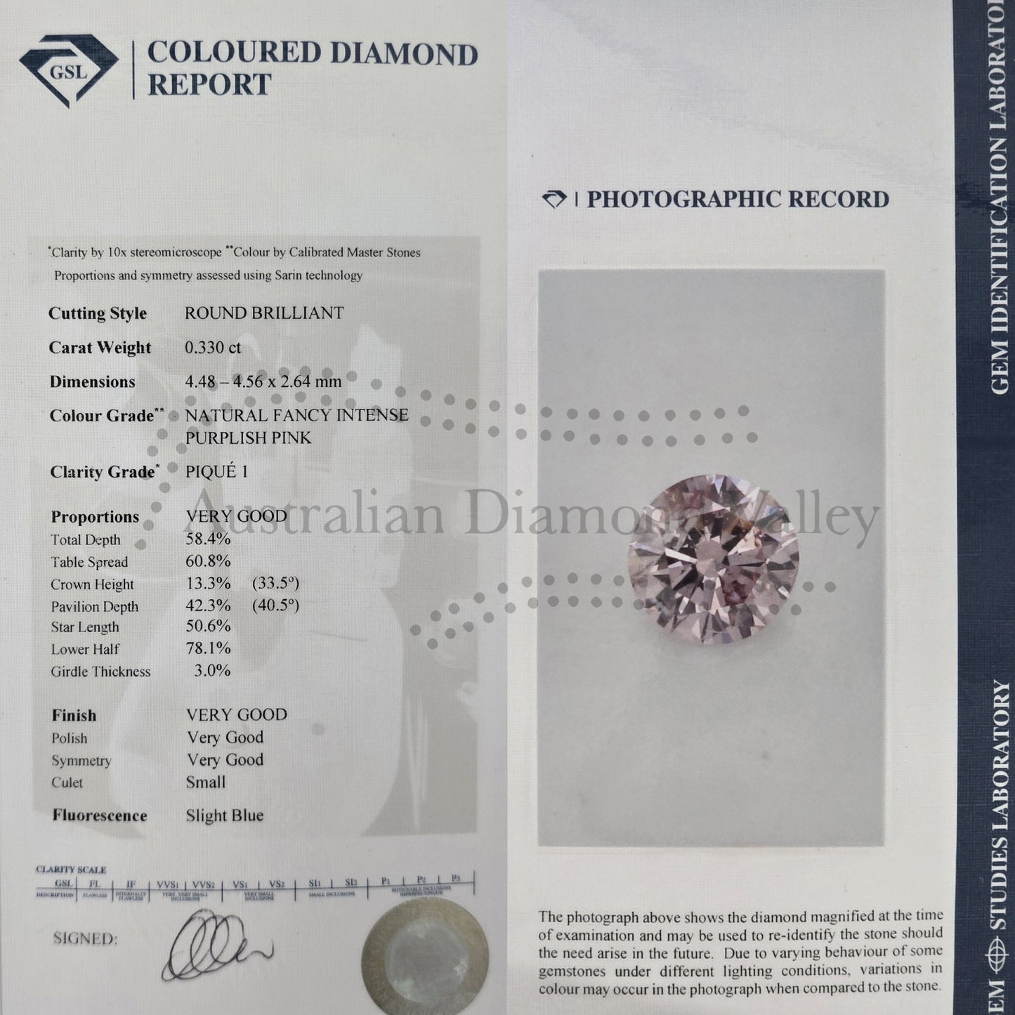 0.335ct Authentic Australian Pink Diamond of Argyle Origin - 5PP (NFIPP)