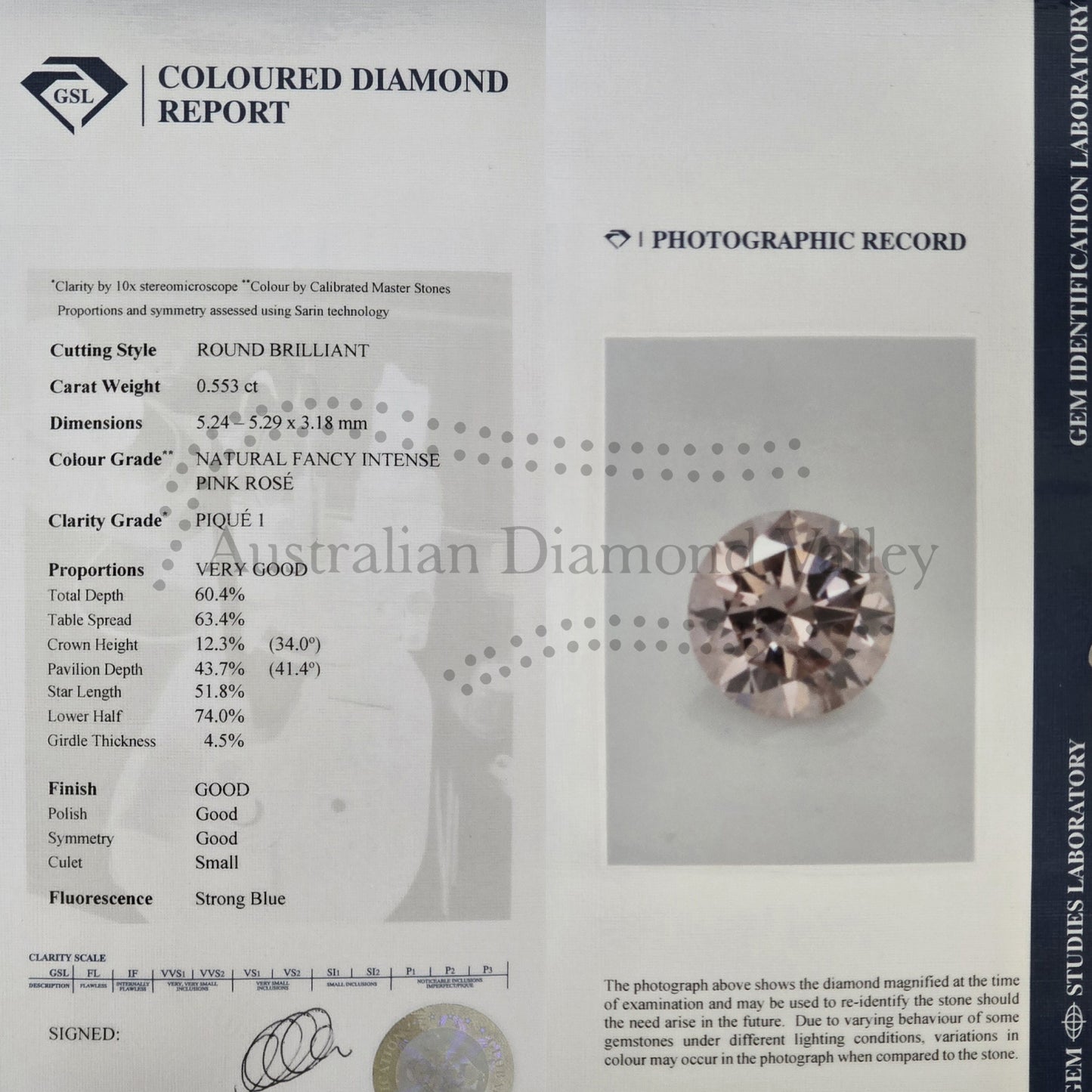 0.55ct Authentic Australian Pink Diamond Argyle Origin - 5P (NFP)