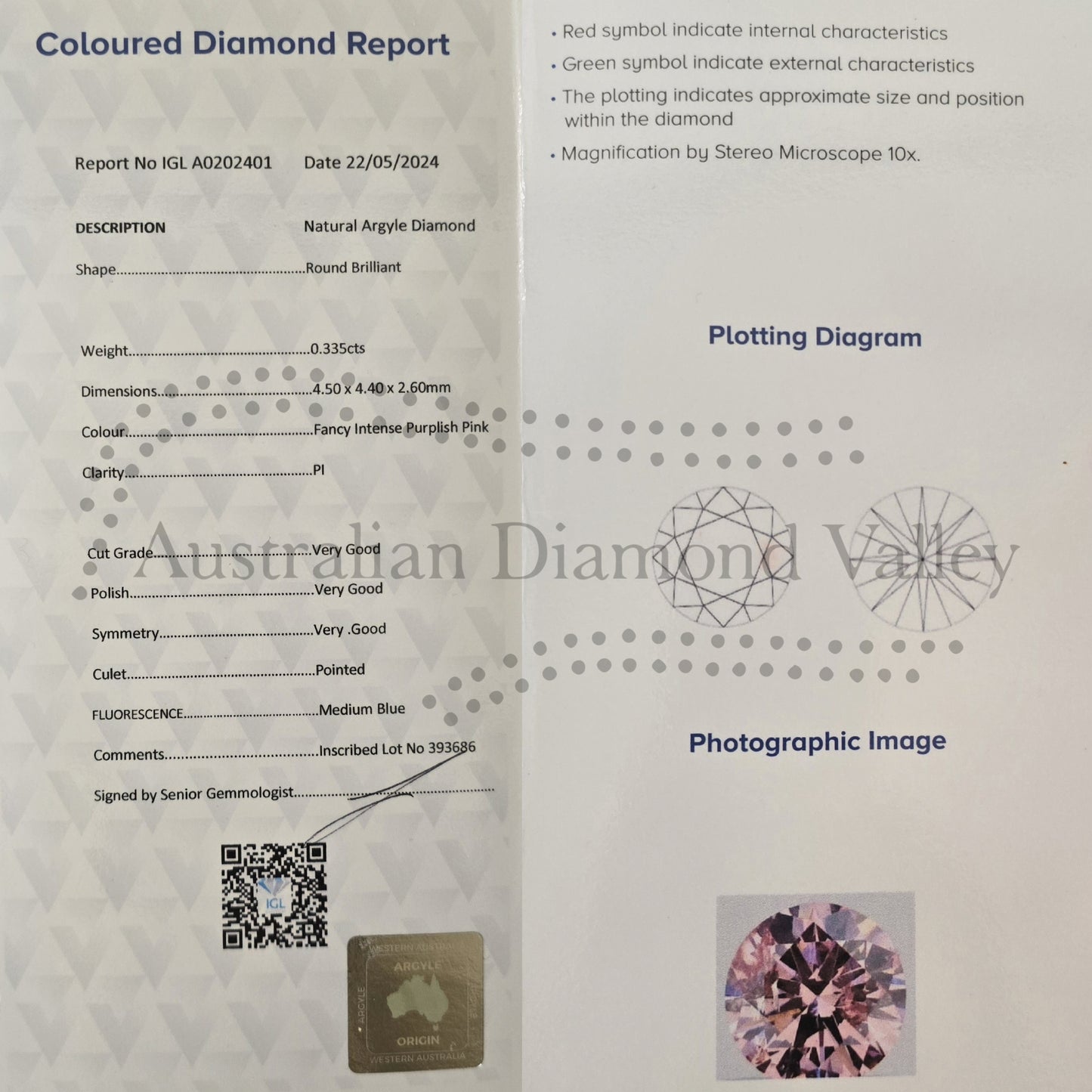 0.335ct Authentic Australian Pink Diamond of Argyle Origin - 5PP (NFIPP)