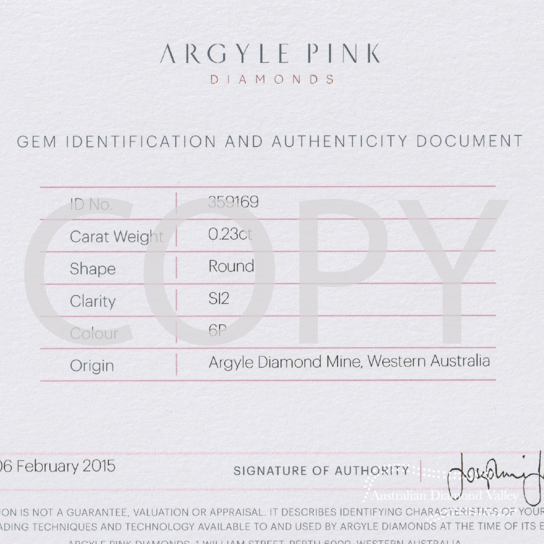 0.23ct Authentic Australian Pink Diamond of Argyle Origin - 6P