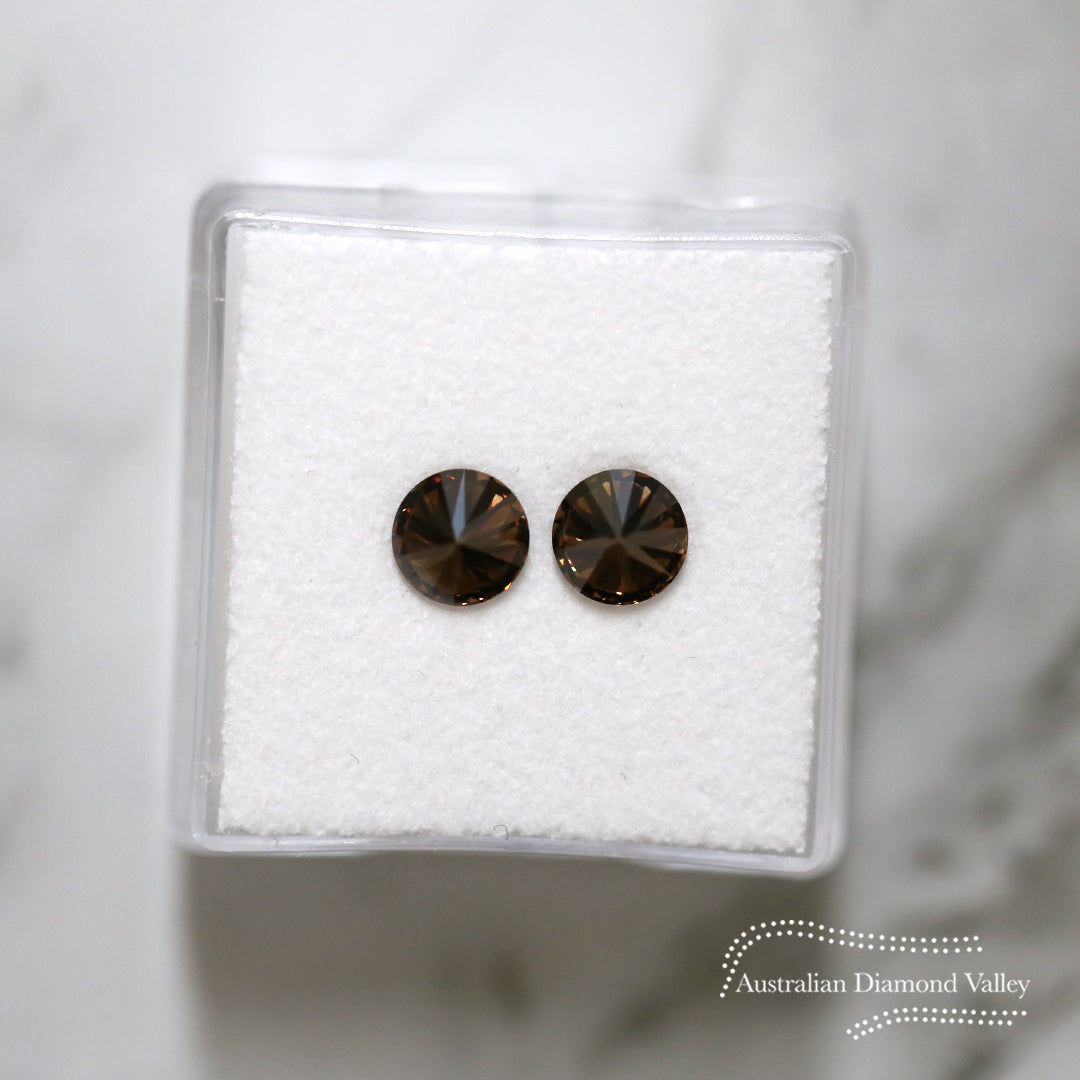 1.40ct Authentic Australian Cognac Argyle Origin Round Diamond Matched Pairs - C7