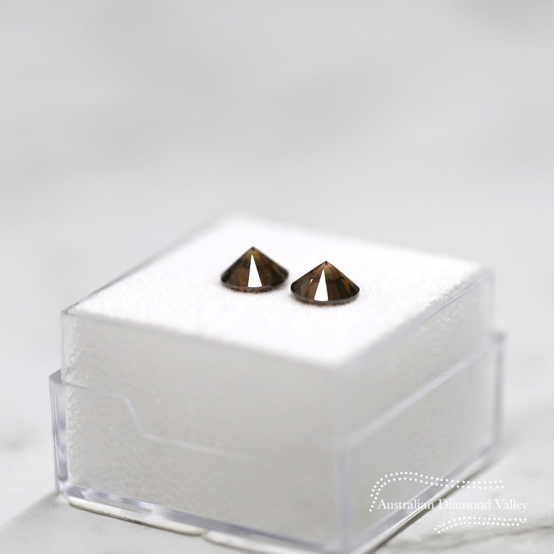 1.40ct Authentic Australian Cognac Argyle Origin Round Diamond Matched Pairs - C7