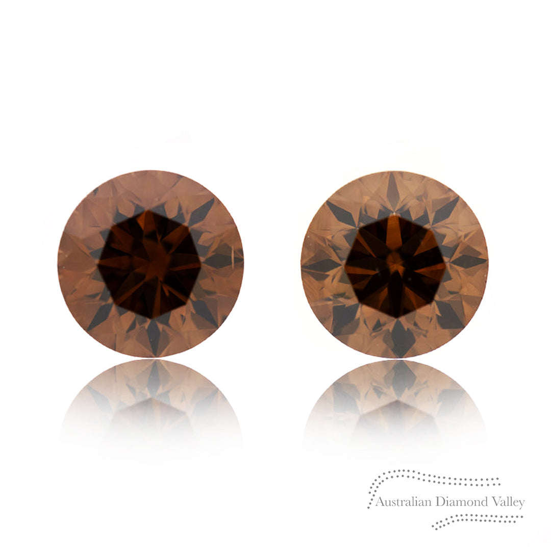 1.40ct Authentic Australian Cognac Argyle Origin Round Diamond Matched Pairs - C7