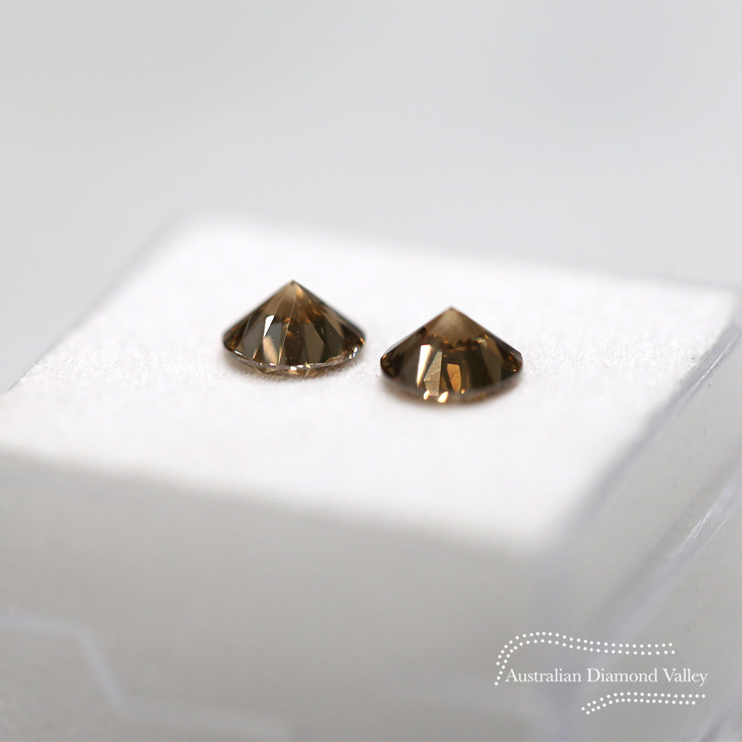 1.45ct Authentic Australian Champagne Argyle Origin Round Diamond Matched Pairs - C6