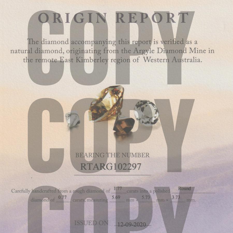 0.77ct Authentic Australian Cognac Argyle Origin Round Diamond - C7