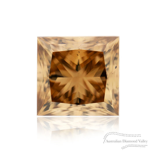 0.84ct Authentic Australian Champagne Argyle Origin Princess Diamond - C5