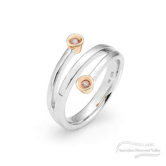 Mylena Twist Pink Diamond Silver Ring