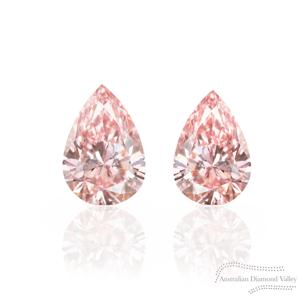 0.23ct Authentic Australian Pink Pear Cut Diamonds of Argyle Origin - Pair - 7PR