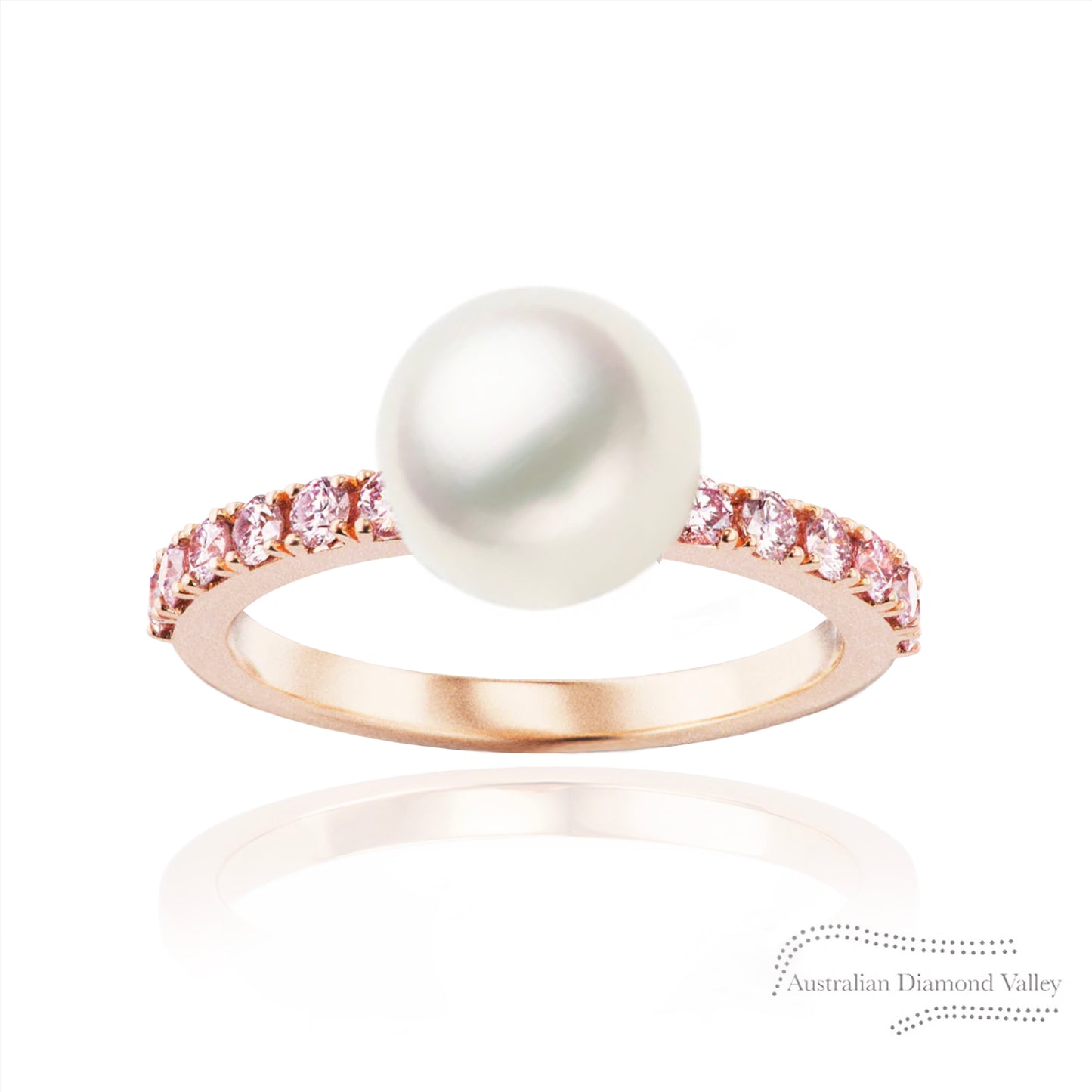Seychelle South Sea Pearl & Pink Argyle Australian Diamond Ring - 8P