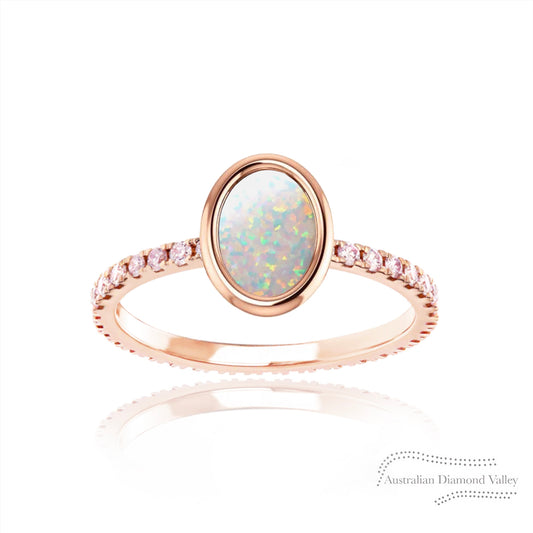 Temperance Australian Opal & Pink Argyle Australian Diamond Ring Setting