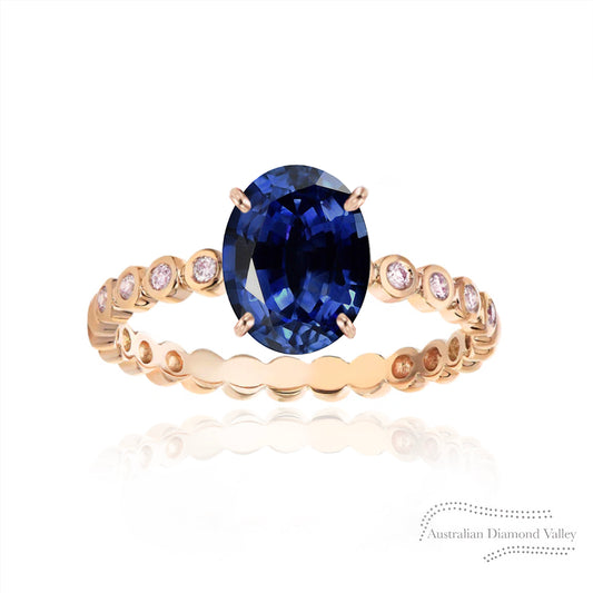 Malabar Australian Blue Sapphire & Pink Argyle Australian Diamond Ring Setting