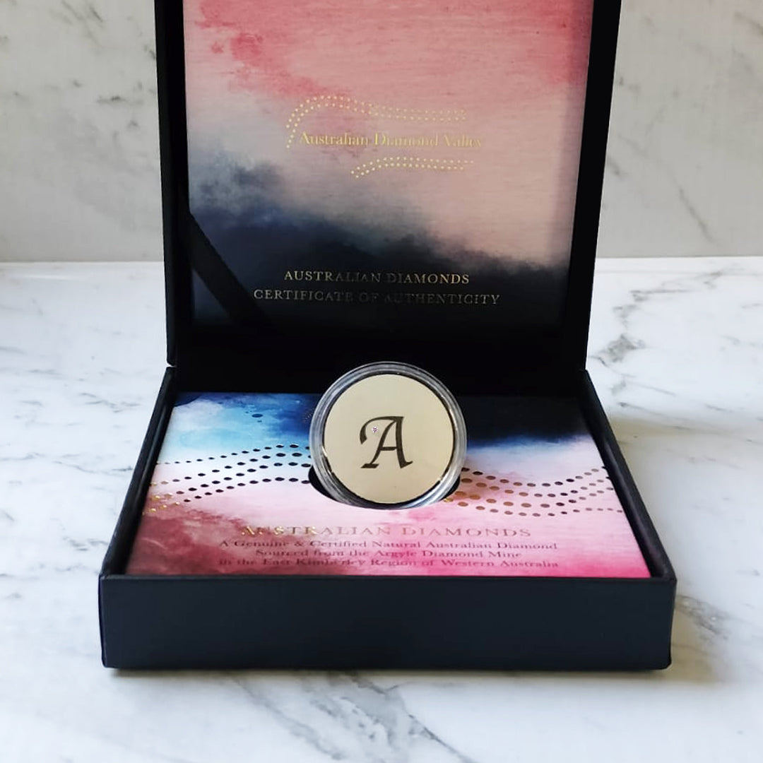 Champagne Initial Diamond Box - Calligraphy Script C5
