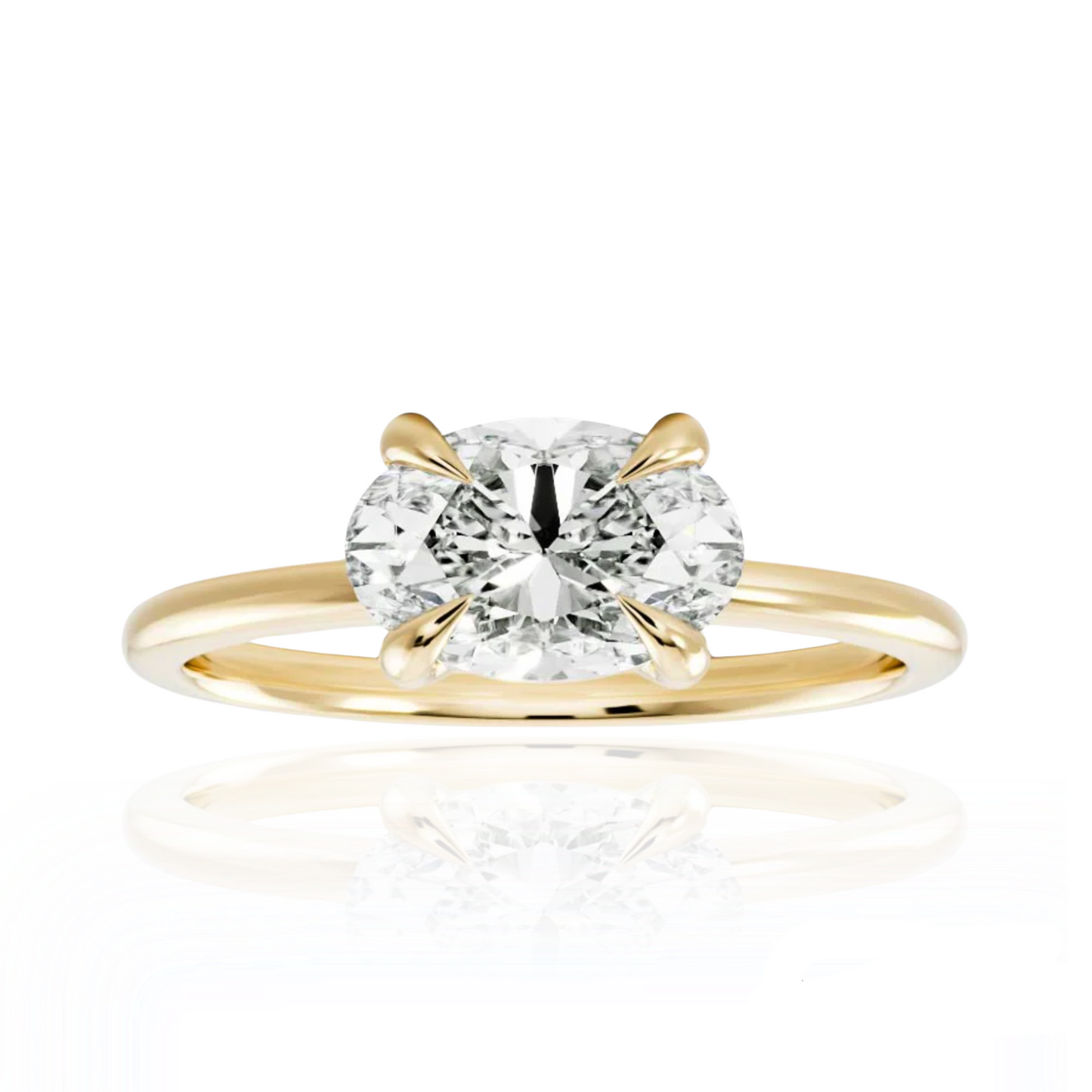 Gold ring with a diamond on a white background