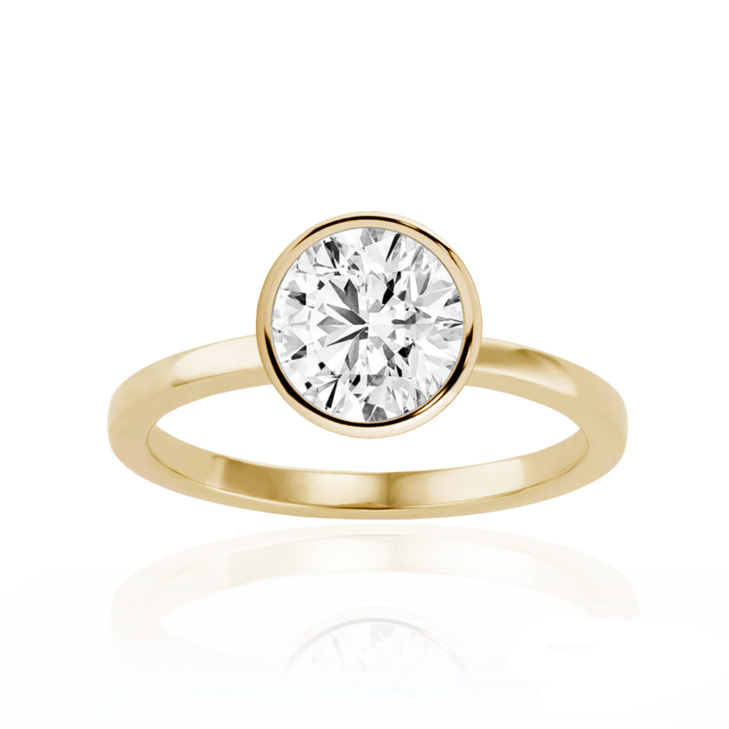 Gold ring with a diamond on a white background
