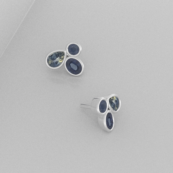 Quiet Fusion Studs in white gold-Australian sapphire