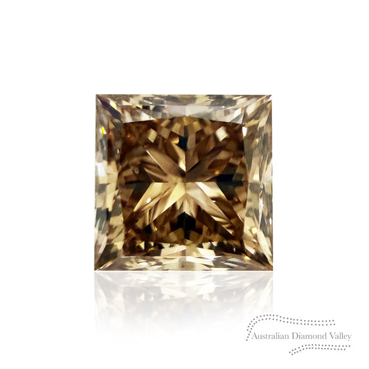 0.74ct Authentic Australian Champagne Argyle Origin Princess Diamond - C4