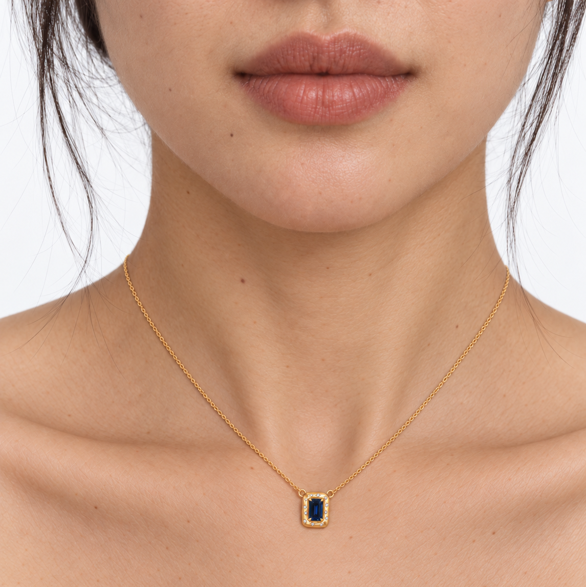 Emerald Sapphire Pillow Necklace