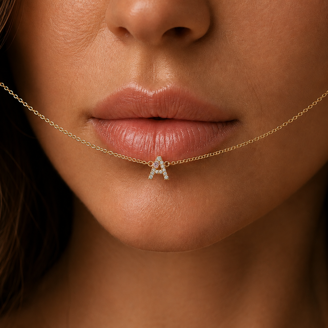 Fancy Pink Diamond Letter Necklace