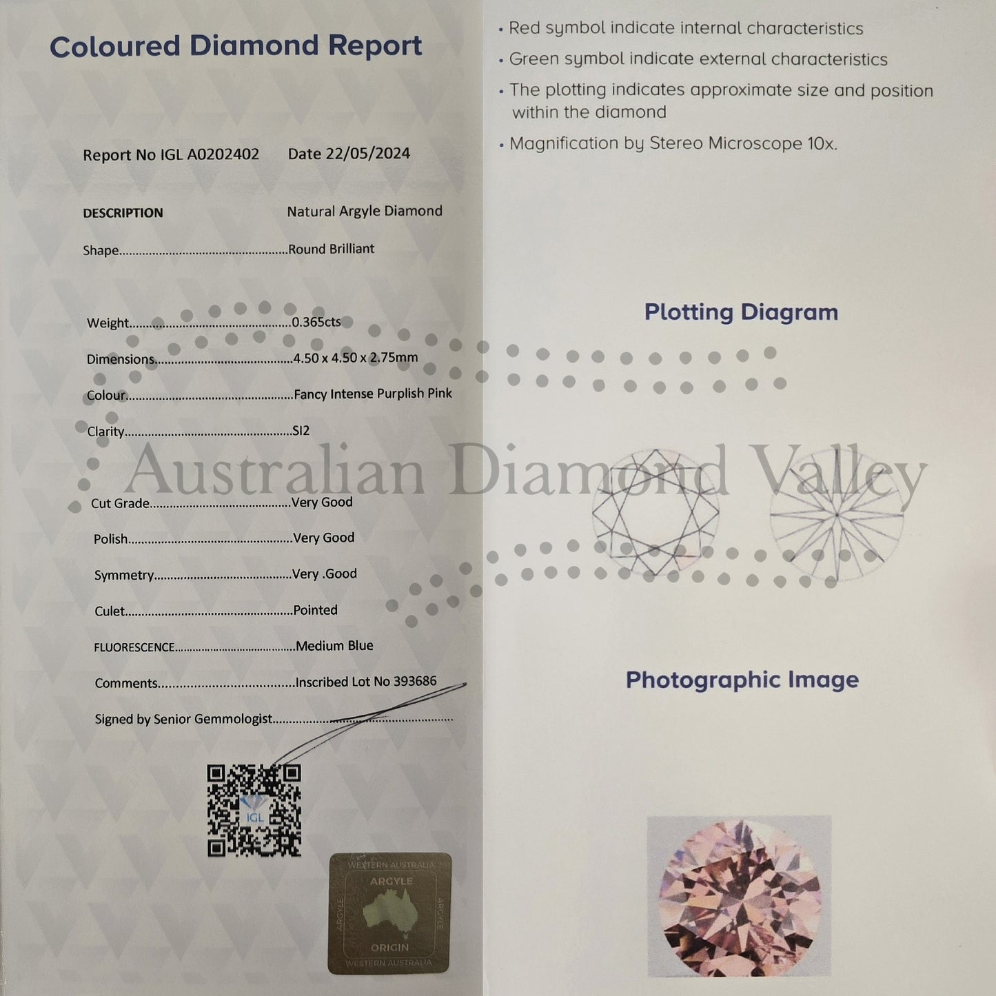 0.365ct Authentic Australian Pink Diamond of Argyle Origin - 5PP