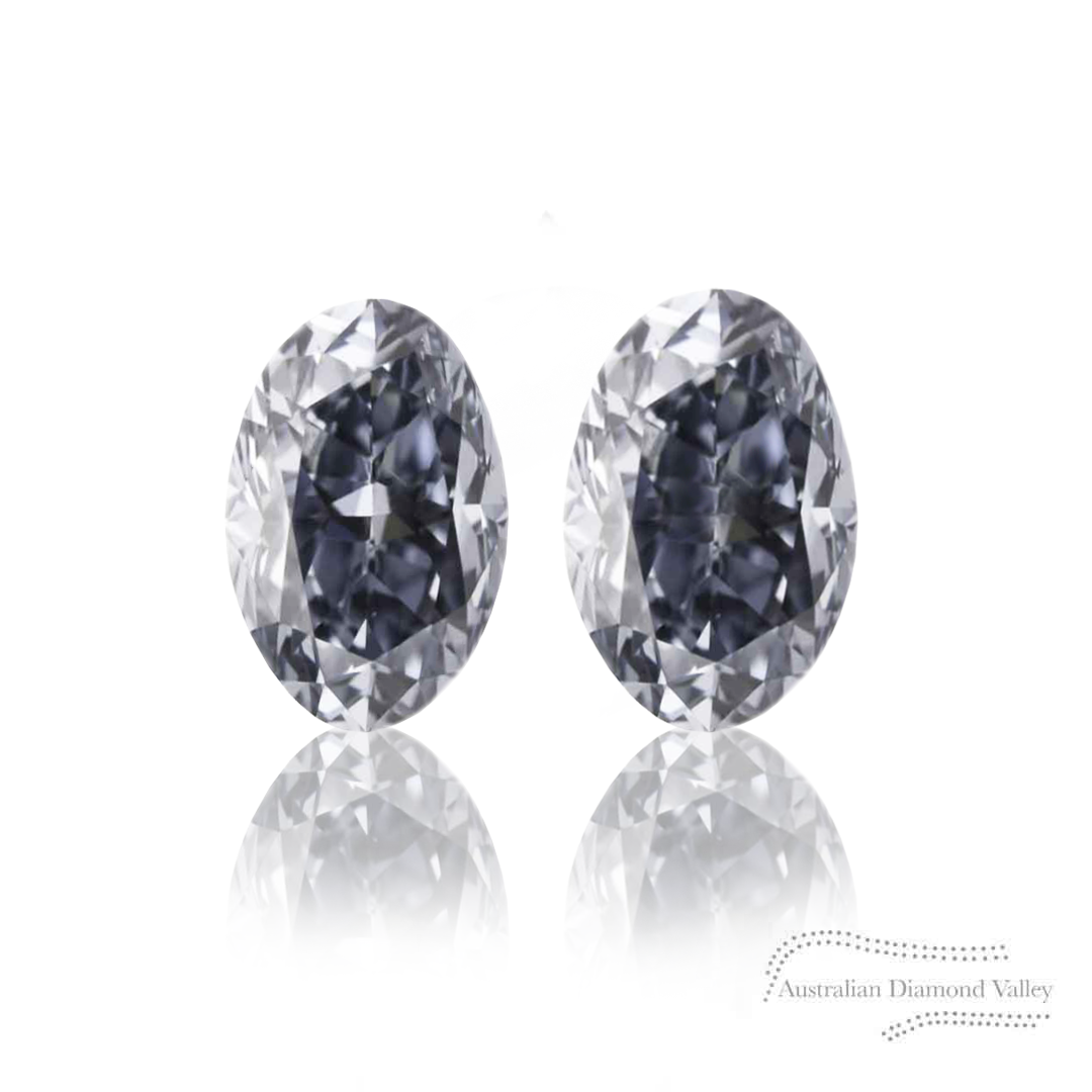 0.09ct Authentic Australian Blue Oval Cut Diamonds of Argyle Origin - Matched Pairs - BL2