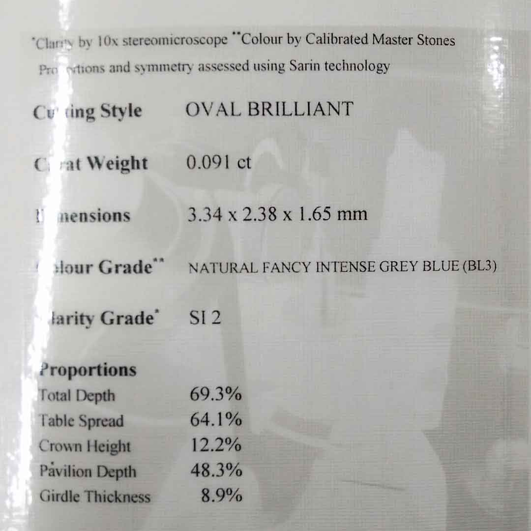 0.09ct Authentic Australian Blue Oval Cut Diamond of Argyle Origin - BL3 (13/27)