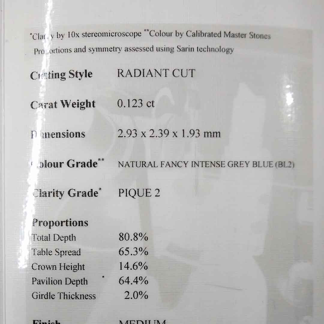 0.12ct Authentic Australian Blue Radiant Cut Diamond of Argyle Origin - BL2 (8/27)
