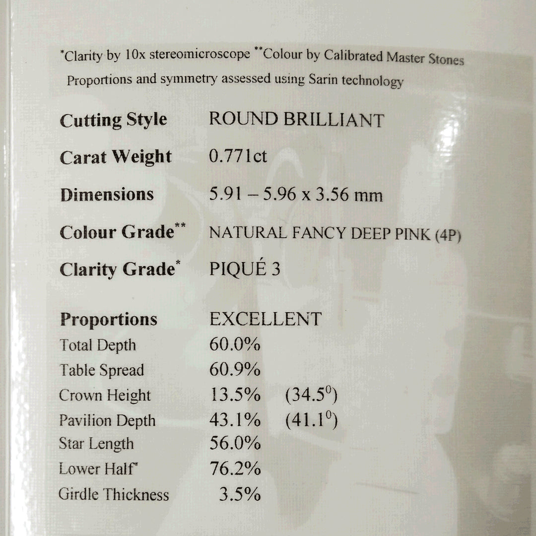 0.77ct Authentic Australian Round Brilliant Cut Diamond - 4P "The Olsen #2"