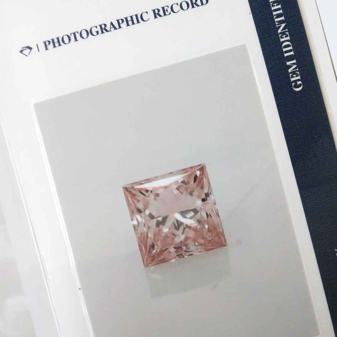 0.11ct Authentic Australian Pink Princess Cut Diamond of Argyle Origin - 8PR