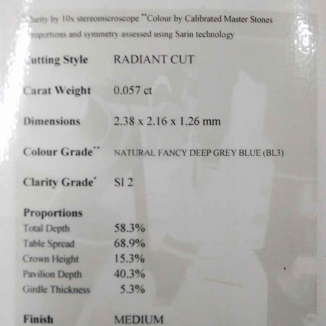 0.05ct Authentic Australian Blue Argyle Origin Radiant Cut Diamond - BL3 (24/27)