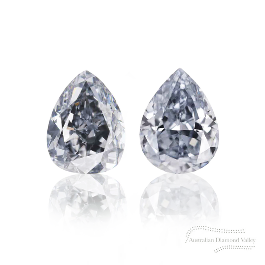 0.12ct Authentic Australian Blue Pear Cut Diamonds of Argyle Origin - Matched Pairs - BL2