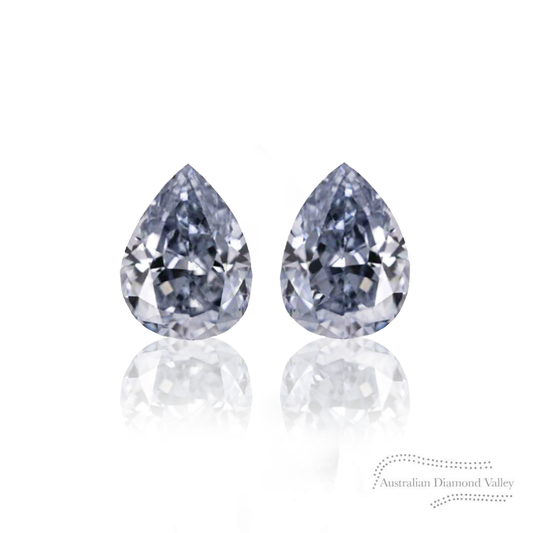 0.10ct Authentic Australian Blue Pear Cut Diamonds of Argyle Origin - Matched Pairs - BL2
