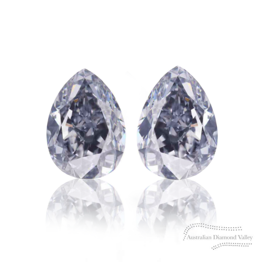 0.15ct Authentic Australian Blue Pear Cut Diamonds of Argyle Origin - Matched Pairs - BL2