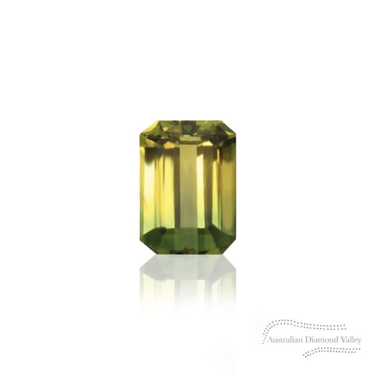 0.41ct Australian Yellow/Green Parti Sapphire Emerald Cut