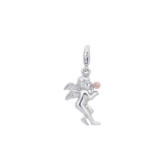 Playing Pink Diamond Friendship Angel Silver Charm