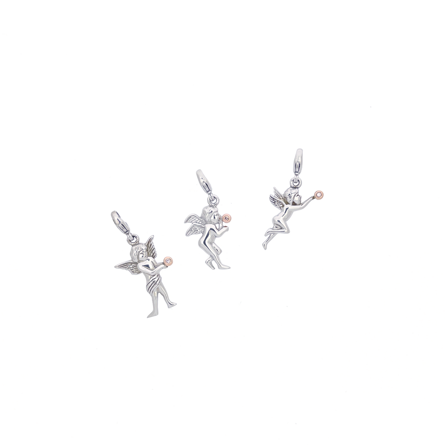 Playing Pink Diamond Friendship Angel Silver Charm