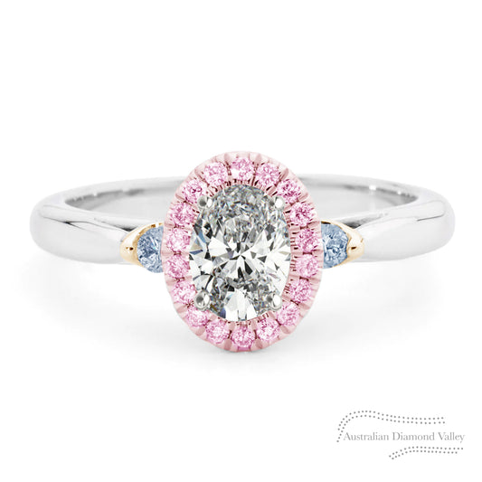 Ocean Pink & Blue Argyle Australian Diamond Platinum Ring
