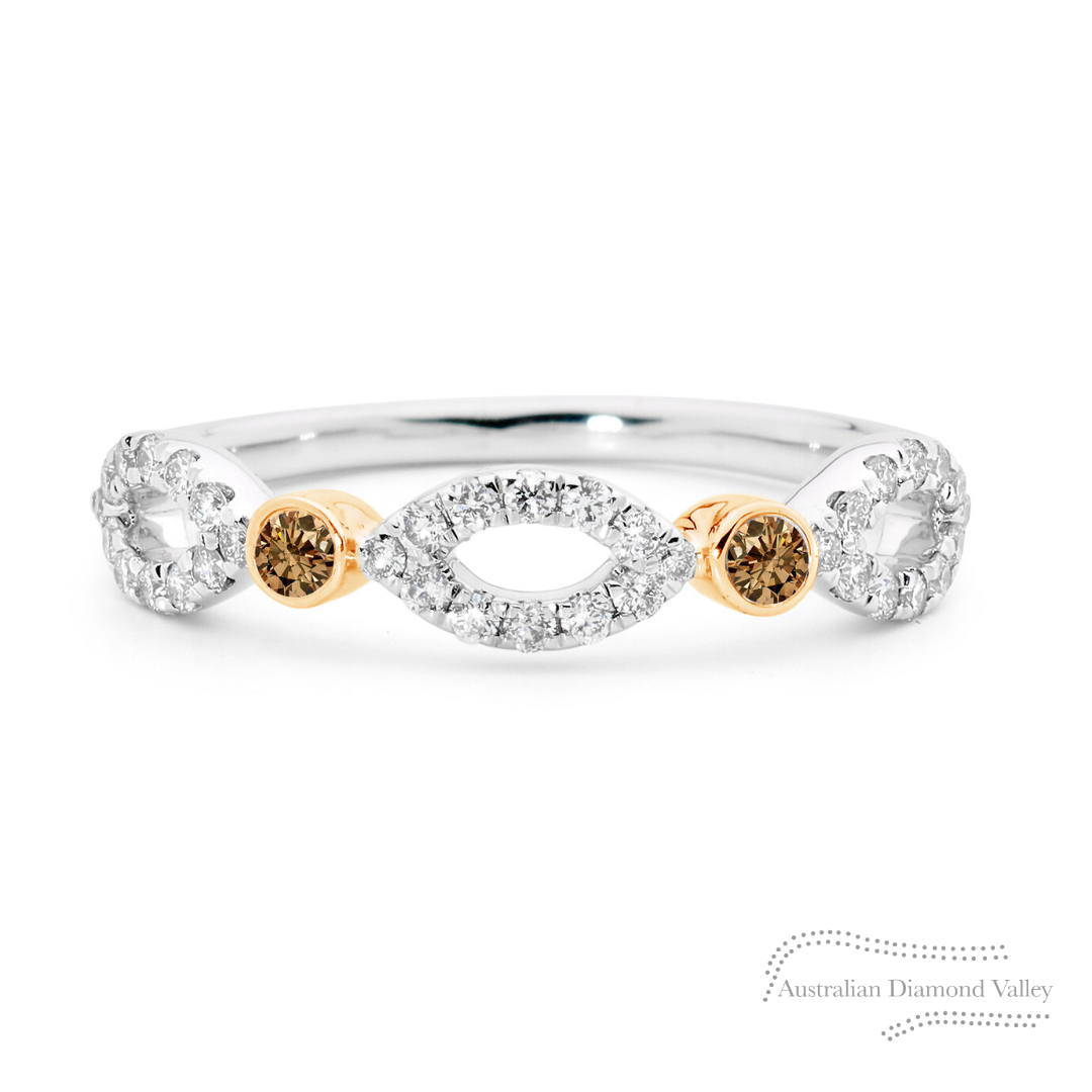 Cognac Reef Argyle Australian Diamond Stacker Ring