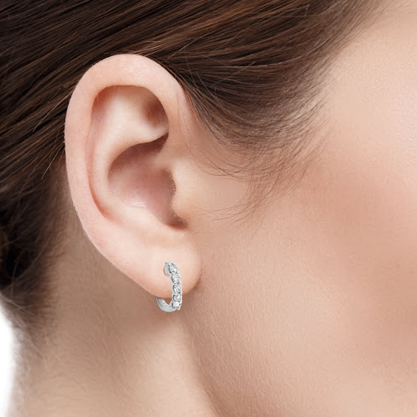Sand Hoop White Gold Earrings