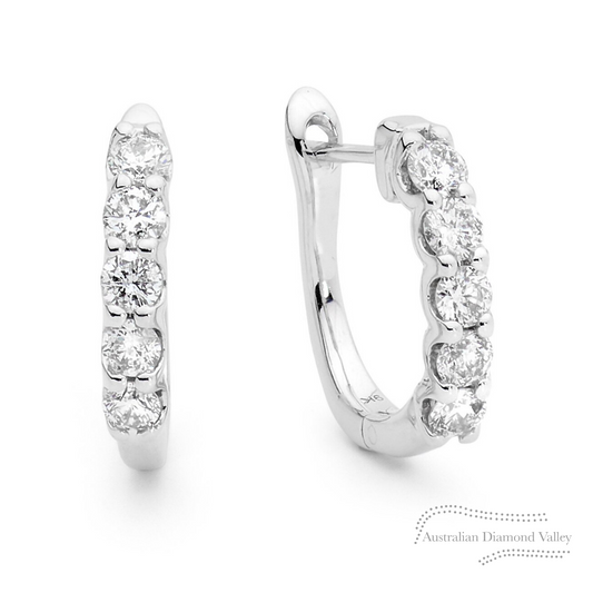 Sand Hoop White Gold Earrings