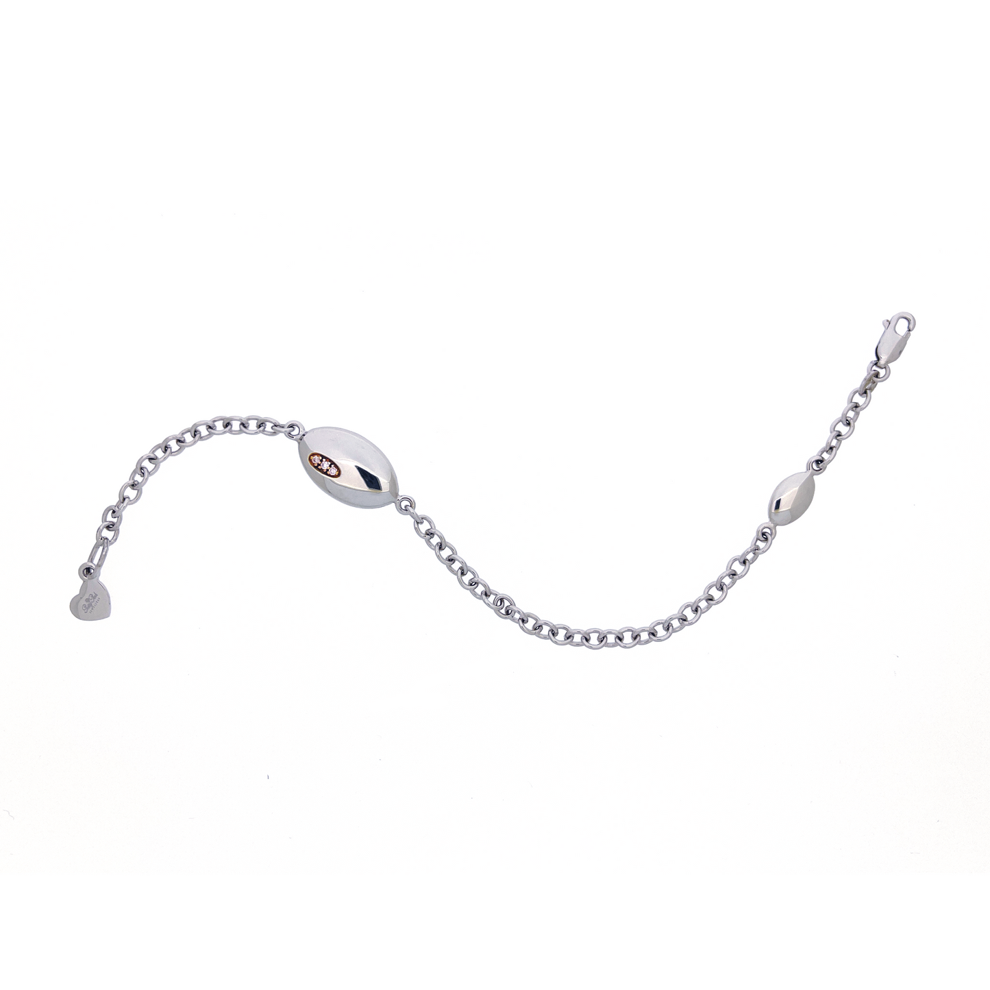 Skipping Stone Pink Diamond Silver Bracelet