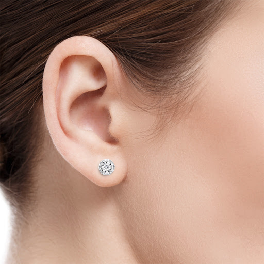 Argyle White Diamond Earrings on Ear