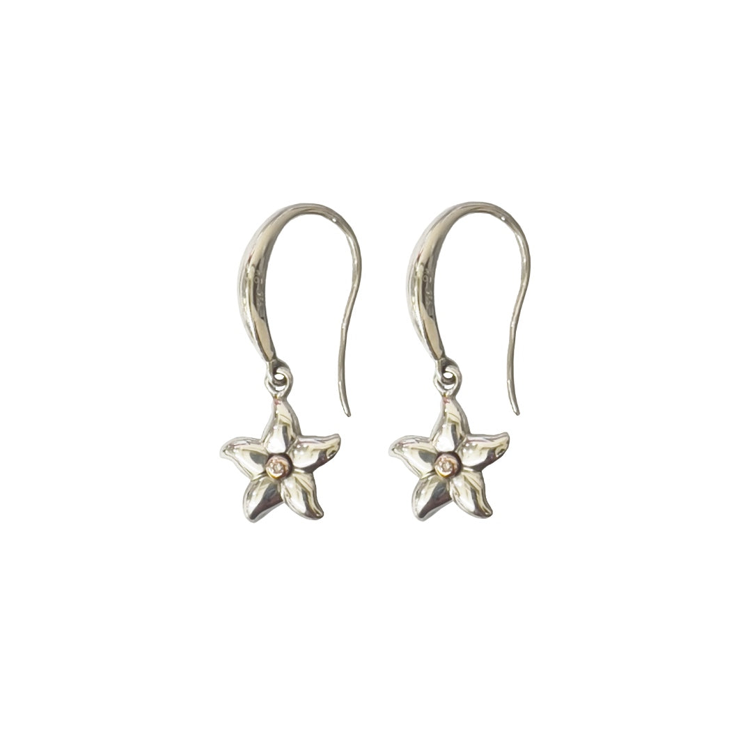 Spring Star Pink Diamond Silver Earrings