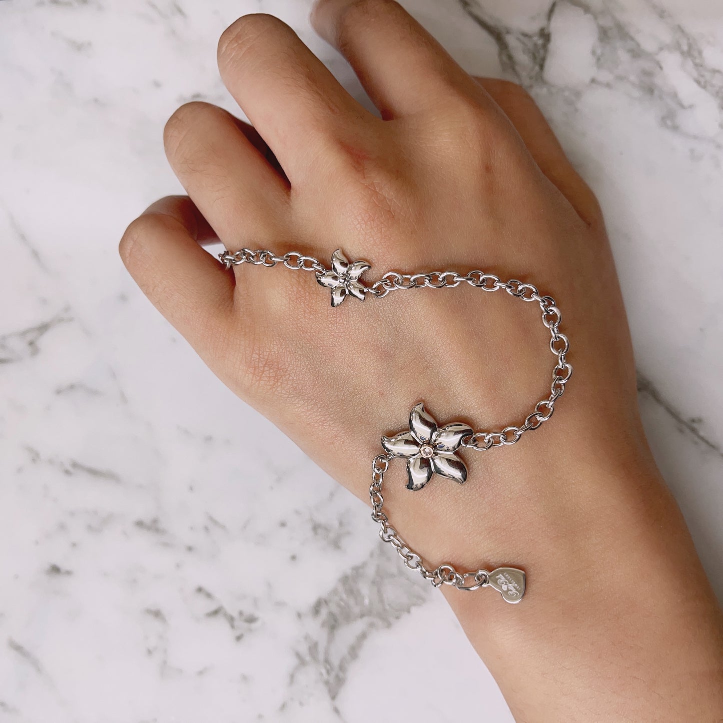 Spring Star Pink Diamond Silver Bracelet