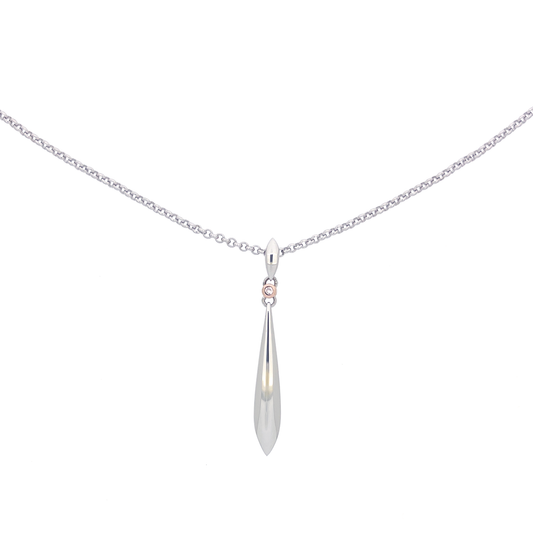 Raindrop Pink Diamond Silver Necklace