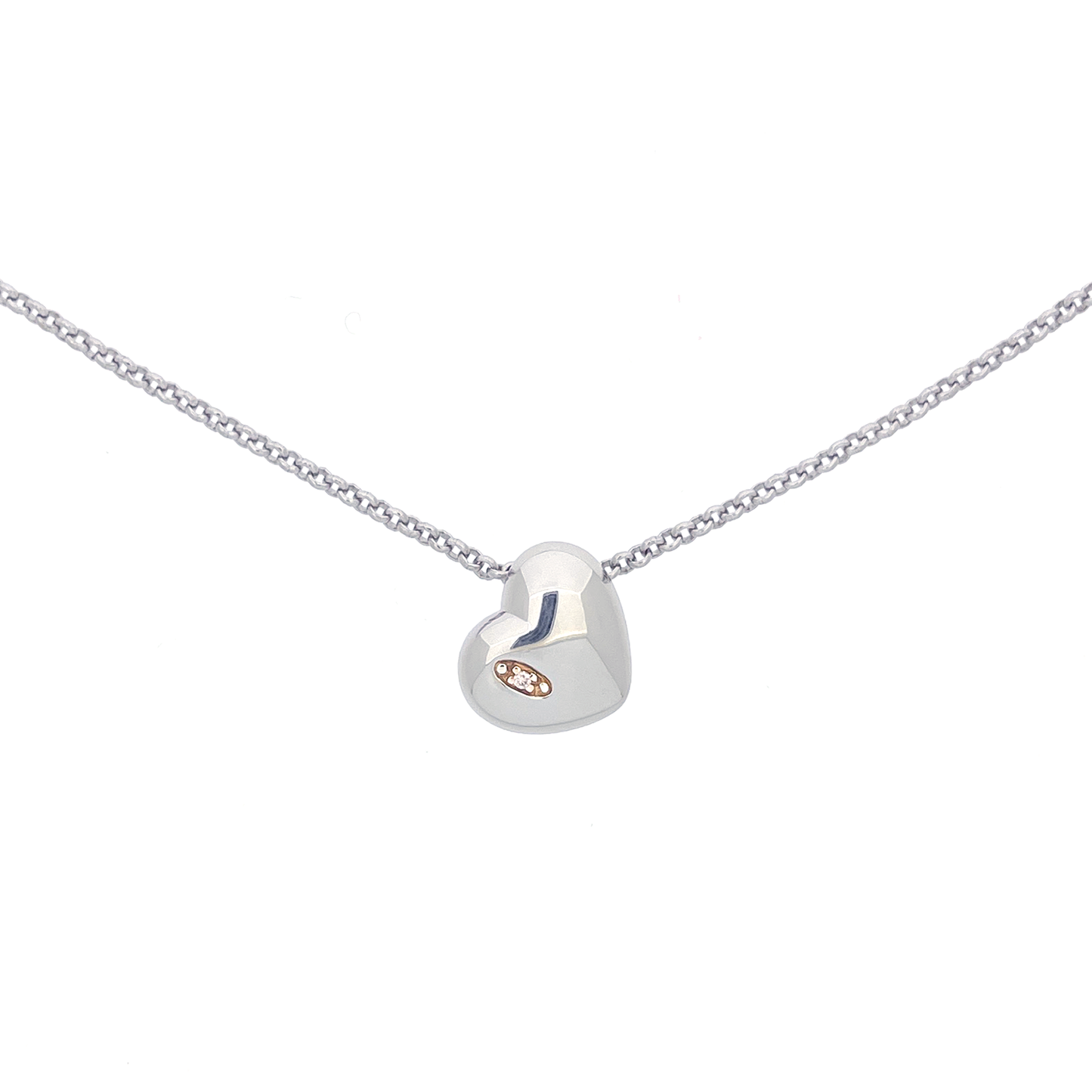 Puffy Sweetheart Pink Diamond Silver Necklace