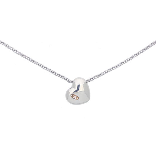 Puffy Sweetheart Pink Diamond Silver Necklace