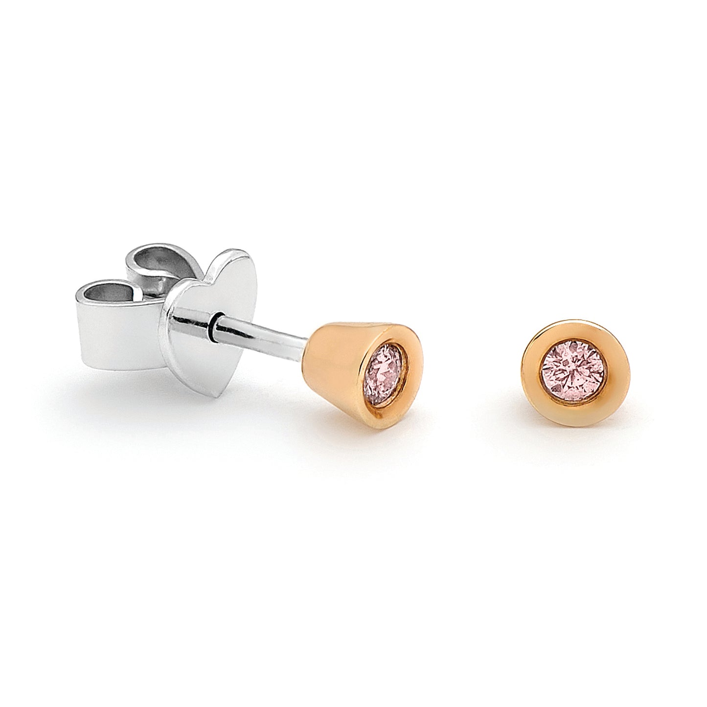 Stud Bezel Pink Diamond Silver Earrings